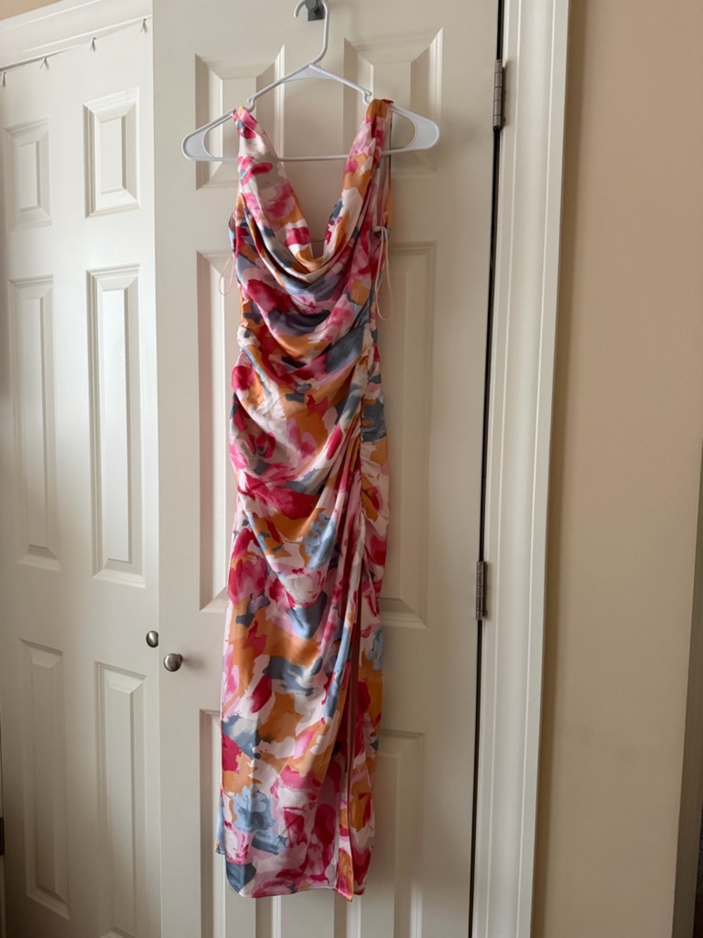 Abercrombie & Fitch Pink Multi Cowl-Neck Maxi Dress